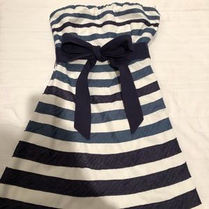 Blue & White Striped Strapless Dress NWT Sz Small
